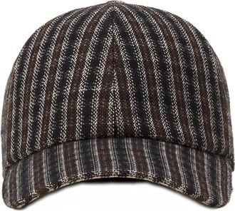 Lanvin Cappello da baseball a righe con logo - Marrone