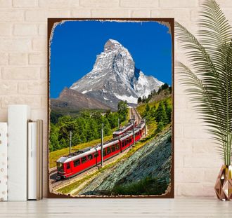 Queence Metallbild »Matterhorn Express« Schriftzüge 1 Stk. tlg. Stahlschilder
