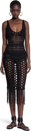 Laneus Crochet Knit Midi Dress