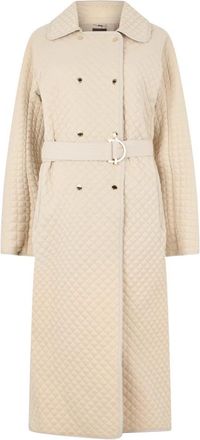 Moorer Bonnie Lange Jas met Riem - Dames - Jas met riem - Beige - XS - Leer - Jassen