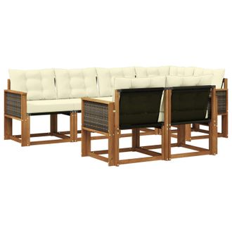 vidaXL Conjunto De Sof&aacute;s De Exterior Con Coj&iacute;n 7 Pcs Natural Y Crema Vidaxl