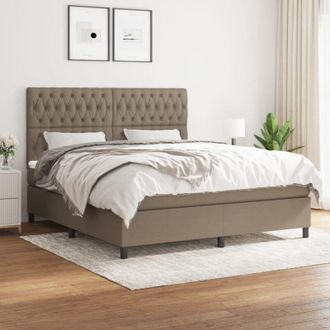vidaXL Cama Box Spring Con Colch&oacute;n Tela Gris Taupe 180x200 Cm Vidaxl