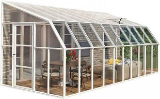 Palram Lean To Greenhouse Sun Room Clear 8 x 20 - L632 x W257 x H266 cm in White
