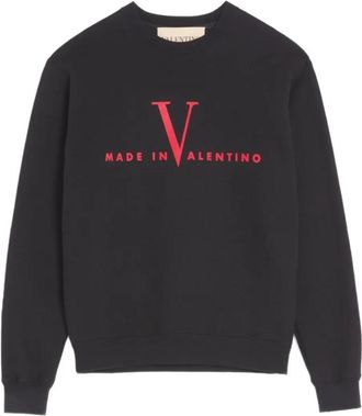 Valentino Cotton Crewneck Sweatshirt - Heren - Sweatshirts - Zwart - M - Katoen - Hoodies & sweatvesten