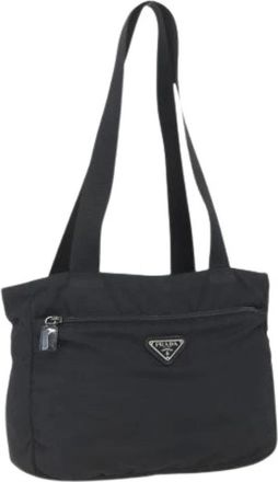 Prada Pre-owned Shoulder Bags, female, Black, Size: ONE SIZE Pre-owned Nylon Shoulder Bag