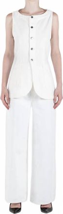 &Eacute;tica Jay Long Denim Vest In Vintage White