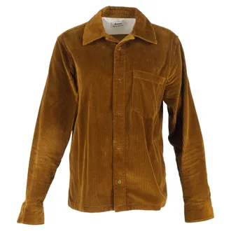 Acne Studios Denver Button-Down Overshirt in Brown Corduroy