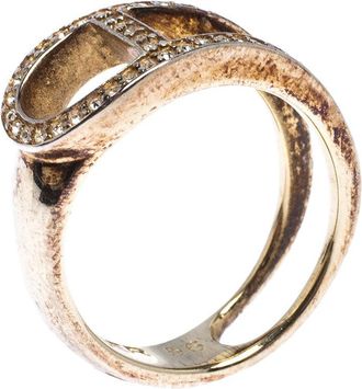 Aigner Gold Tone Crystal Embellished Ring