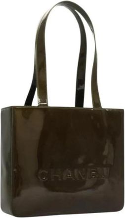 Chanel Pre-owned Tote Bags, female, Green, Size: ONE SIZE Pre-owned Vintage Coated Canvas Tote Bag