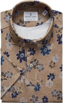 Emanuel Berg Modern Fit 4 Flex Short Sleeve Stretch Knit Polo Shirt in Medium Brown at Nordstrom Rack, Size X-Large