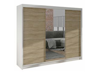 Mirjan24 Mobilier1 - Armario Closico 158, Blanco + Roble Sonoma, 215x200x58cm, Puertas De Armario: Correderas, N&uacute;mero De Estantes: 0