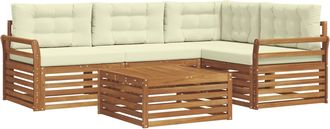 vidaXL Conjunto De Sof&aacute;s De Exterior 5 Uds. Natural Y Crema Vidaxl
