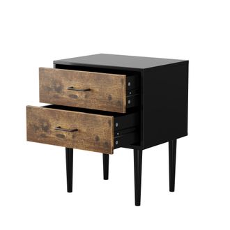STILVORA Mesita De Noche Con 2 Cajones, Mesa Auxiliar De Estilo Retro Para Dormitorio, Salon U Oficina, Mdf, Marron Antiguo 51&times;38&times;66 Cm