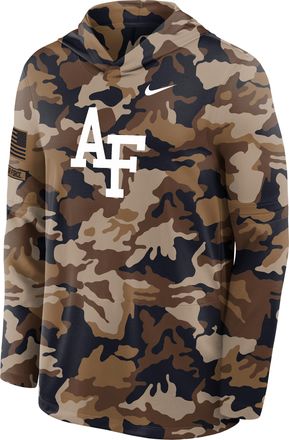Nike Air Force 2026 Military Appreciation Nike Mens Dri-FIT College Long-Sleeve Hooded Top in Brown | IV7732-270