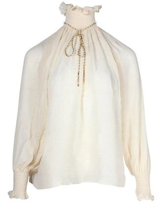 Celine Celine Ruched Neck And Rope Necklace Detail Top (Authentic Pre-Loved)