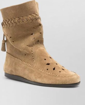 Isabel Marant woosta suede low ankle boots perforated