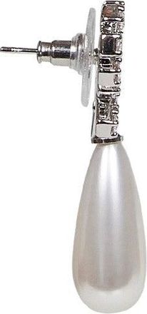 Self Portrait Womens Crystal Bow Pearl Droplet Earrings Silver Metals & Alloys: Copper