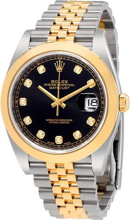 Rolex Datejust 41 Black Diamond Dial Steel and 18K Yellow Gold Jubilee Mens Watch 126303BKDJ