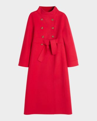 Valentino Garavani High-Neck Double-Breast Belted Wool Cashmere Coat
