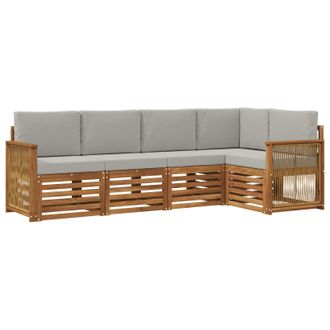 vidaXL Conjunto De Sof&aacute; Seccional Con Coj&iacute;n 4 Pcs Natural Y Gris Claro Vidaxl
