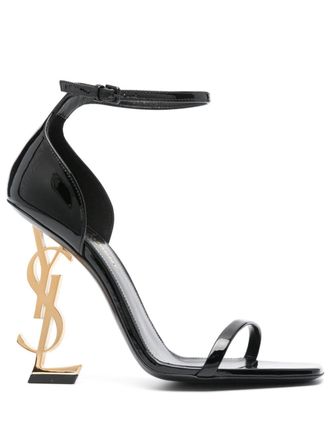 Saint Laurent Opyum 110mm lakleren sandalen - Zwart