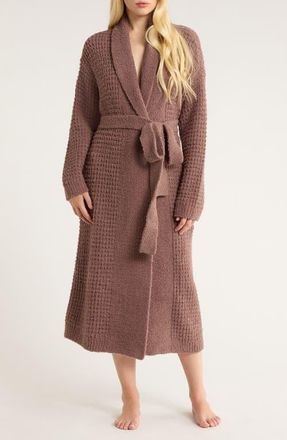 Eberjey Boucl&egrave; Waffle Knit Robe in Deep Taupe at Nordstrom, Size Medium