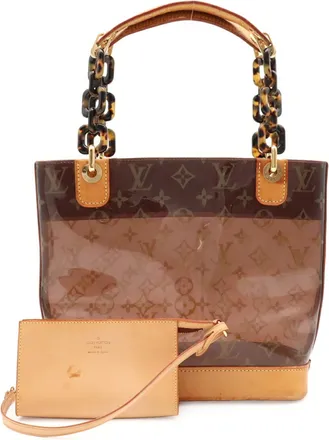 Louis Vuitton Brown Clear Vinyl Leather Shoulder Bag Tote Bag (Pre-Owned)