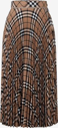 Burberry Plissierter karierter Wickelrock aus Wolle Linden Check