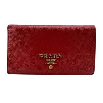 Prada Red Color Leather Wallet (Bi-Fold) (Pre-Owned)