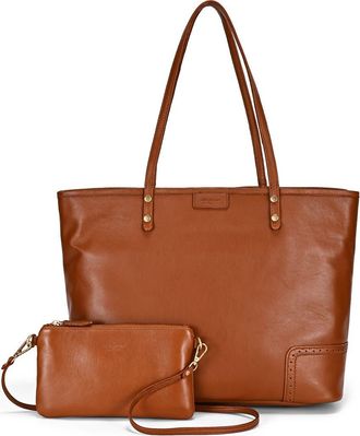 OLD TREND Camellia Medium Reversible Leather Tote in Cognac at Nordstrom