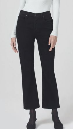 Citizens Of Humanity Isola Cropped Bootcut Flare Jeans In Plush Black