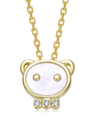 Rachel Glauber 14K Plated Pearl Pendant