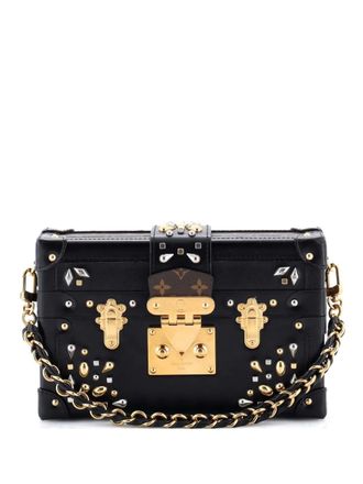 Louis Vuitton Petite Malle Handbag Studded Taiga Leather and Monogram Canvas crossbody bag - Black