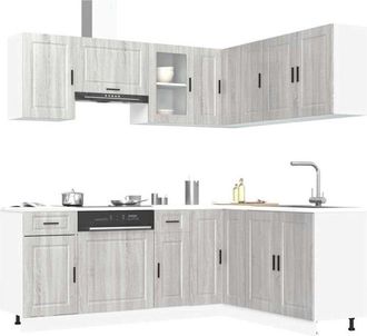 vidaXL Vidaxl - Mueble Cocina Porto Sonoma Gris 11 Pzas Madera Contrachapada