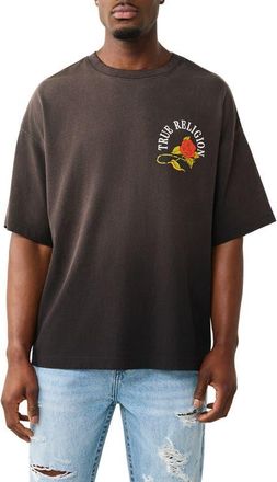 True Religion Oversize Floral Snake Graphic T-Shirt in Jet Black at Nordstrom, Size Xxx-Large