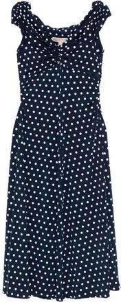 Michael Kors Blue Midi Dress With Polka Dots And A V-Neck