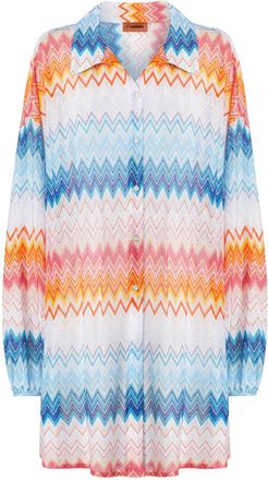 Missoni zigzag beach dress - women - Rayon/Polyester/Polyamide - L - Blue