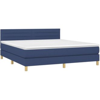 vidaXL Vidaxl - Cama Box Spring Con Colch&oacute;n Y Led Tela Azul 180x200 Cm