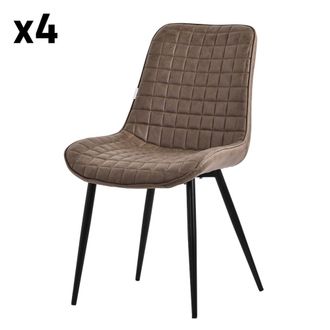 ML Design Sillas de comedor set de 4, marr&oacute;n, imitaci&oacute;n piel