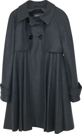Sportmax Double Breasted Pleated Coat Dress in Grey Virgin Wool