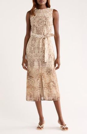 Reiss Presley Mixed Print Sleeveless Dress in Neutral at Nordstrom Rack, Size 6 Us / 10 Uk