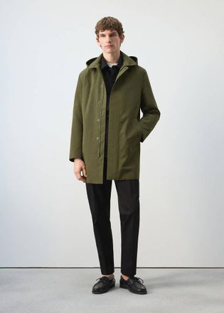 Mango Parka water-repellent cappuccio staccabile oliva - Uomo - XXL - MANGO MAN
