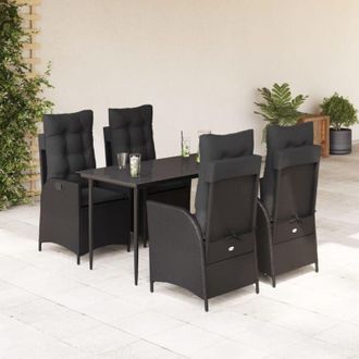 vidaXL Set De Muebles Jard&iacute;n 5 Pzas Con Cojines Rat&aacute;n Sint&eacute;tico Negro Vidaxl