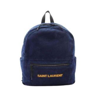 Saint Laurent Pre-owned Vintage Corduroy Backpack - unisex - Saint Laurent Vintage - Vintage Backpacks - Blue - ONE SIZE - Pre-owned