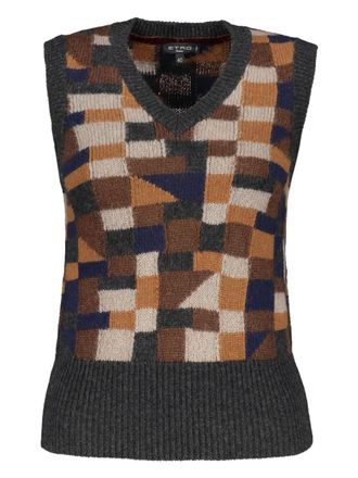 Etro check-pattern vest - Brown