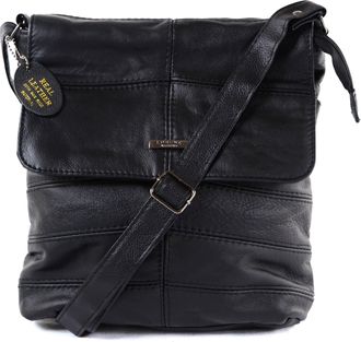 Lorenz Ladies Leather Cross Body Bag/Shoulder Bag (Black)
