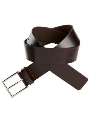 HUGO BOSS Lederg&uuml;rtel HUGO Giaspo Sz40, Herren, Gr. 11,5, braun (schwarz braun 202), Rindsleder, unifarben, G&uuml;rtel Lederg&uuml;rtel, mit Logo-Schlaufe