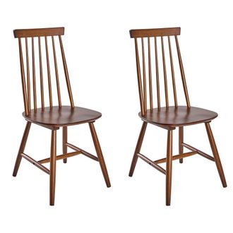 Beliani Conjunto De 2 Sillas De Comedor De Madera Maciza Estilo R&uacute;stico Marr&oacute;n Burbank