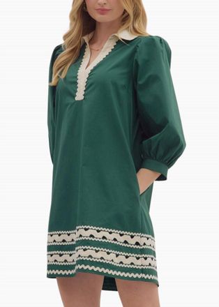 Entro Lina Mini Dress In Hunter Green