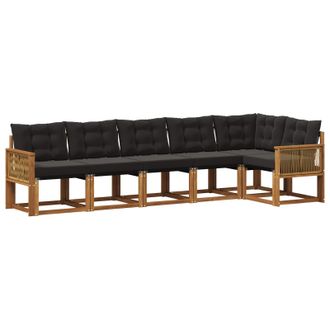 vidaXL Vidaxl Set Di Divani Da Esterno 6 Pz Naturale E Nero